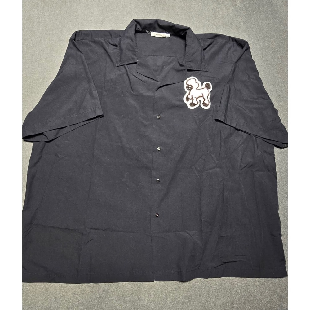 Cruisin USA Bowling Shirt XXL Pink Poodle Patch Black Camp Collar Top‎